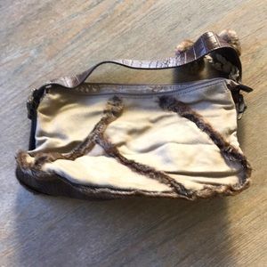 Franco Sarto -  Suede Like Faux Fur Hobo Purse